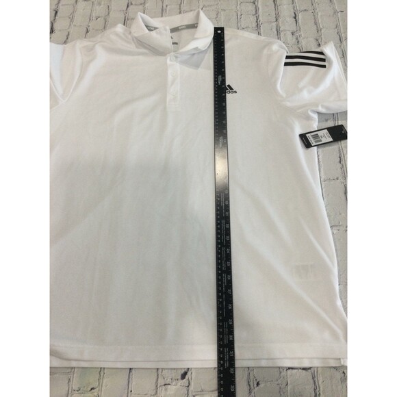 Adidas Golf Shirt Men’s Size 2XL Color White 3 Stripe Button Short Sleeve - Picture 8 of 11
